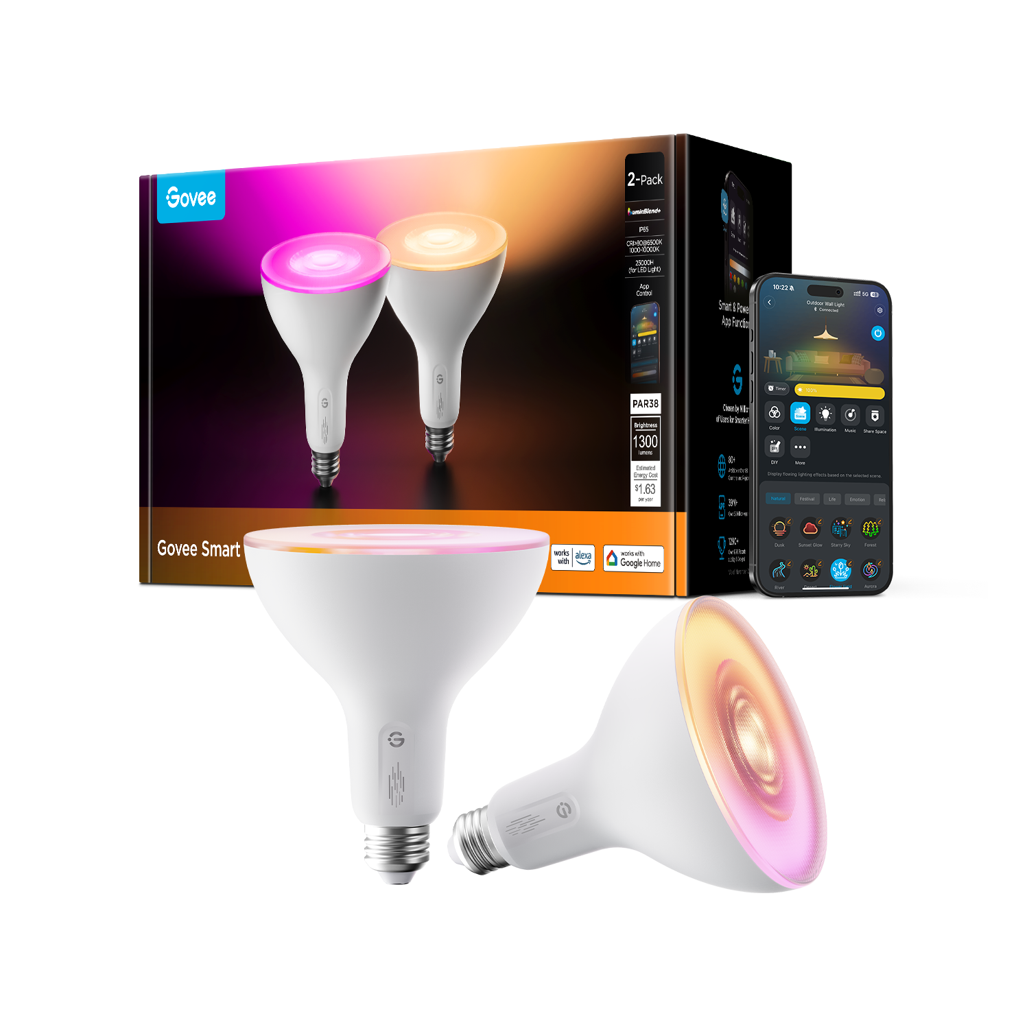 Govee PAR38 Smart Outdoor Bulb E26 1300lm